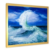 Valovi koji se lome tijekom divlje plave oceanske plime uokvireni slikati platno umjetnički tisak