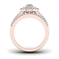 1CT TDW Diamond 14K Rose Gold Double Halo Bridal Set
