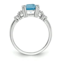 Primal Gold Karat Dijamant bijelog zlata i plavi topaz prsten