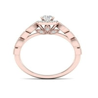 3 8CT TDW Diamond 10K ružičasti zlatni halo zaručnički prsten