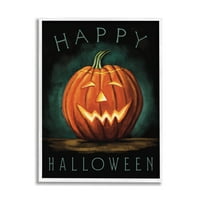 Stupell Industries Happy Halloween Happy Jack-O-Lantern Smile Fleive, 14, koju je dizajnirala Elizabeth Tyndall