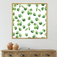DesignArt 'tropsko zeleno lišće Patern na bijelom' tropskom uokvirenom platnu zidne umjetničke tiska