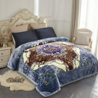 Finke Bed pokrivač kraljica Veličina, sloj debela topla pokrivač, plava cvjetna, 79 89