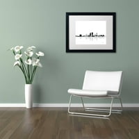 Zaštitni znak likovna umjetnost Jacksonville Florida Skyline BG-1 Canvas Art by Marlene Watson, White Matte, crni