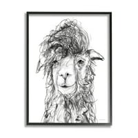 Stupell Industries Fluffy Hair Alpaca Llama Smijuća linije za pisanje Crtanje crni uokvireni umjetnički print zidna