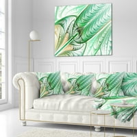 DesignArt zeleno na bijelom fraktalnom vitražu - Sažetak jastuka za bacanje - 16x16