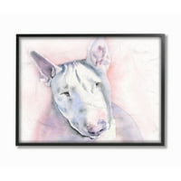 Stupell Industries White Bullterrier Pas Pet Animal Aquecolor Slikanje uokvireno Giclee teksturiziranom umjetnošću