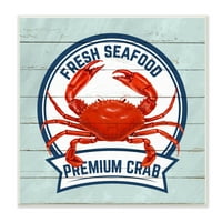 Stupell Industries Fresh Seafood Crab Sign Citat Rustic Nautical Boathouse, 12, dizajn Kim Allen