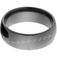 Polu krug crni cirkonijev prsten s bejzbol lasenim šivanjem oko prstena