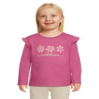 Ganimals Malini djevojčica ruffled grafička majica s dugim rukavima, veličine 18m-2T