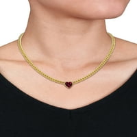 MIABELLA WOMANS 2- CArat T.G.W. Srčano izrezano stvoreno rubin 18kt žuto zlato obložena srebrnim ogrlicama od srca