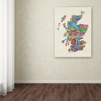 Zaštitni znak likovna umjetnost Škotska tipografija Tekst karta Canvas Art by Michael Tompsett