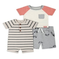 Moderni trenuci majice Gerber Bay Boy Henley, Short & Romper, 3-komad odjeće