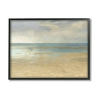 Stupell Coastal Sandy Sun -Obitet plaže pejzažno slikanje crno uokvirenog umjetničkog tiska zid umjetnost