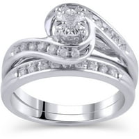 Carat T.W. Dijamantni zaobilazni prsten Bridal Set u 10kt bijelom zlatu
