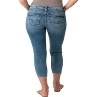 Silver Jeans Co. Ženske Suki Srednji uspon Skinny Crop Traperice, veličine struka 24-36