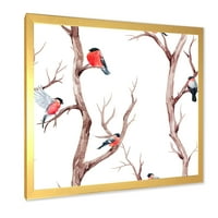 Dizajnirati 'male ptice koje sjede na granama drveća iii' tradicionalni uokvireni umjetnički tisak