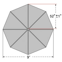 Jaka deva 9ft- 8rib kišobran gornji poklopac nadstrešnica za zamjenu nadstrešnice na otvorenom