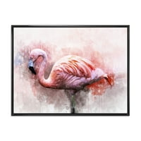 DesignArt 'Sažetak portret Pink Flamingo v' Farmhouse uokvirena platna zidna umjetnička tiska