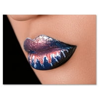DesignArt 'Moda i kreativna make up na modernom platnu za zidne umjetničke ispis Woman Lips'