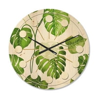 Dizajnirati 'palmino tropsko lišće II' Moderni zidni sat iz sredine stoljeća