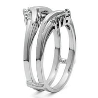 Sjajni Moissanite postavljen u srebrno srebro u tradicionalnom stilu sa ševronskom oblogom na prstenu
