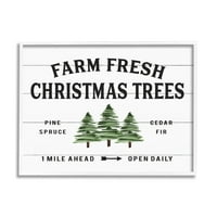 Stupell Industries Bijeli obrisi izgled blagdanske farme Svježa božićna drvca Spruce i jela, 30, dizajn po slovima