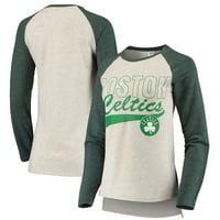 Ženska krema Boston Celtics Layline Raglan Tri-Blend majica s dugim rukavima