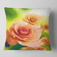 Dizajnirati prekrasne akvarelne ruže na zelenom - jastuk za bacanje cvijeća - 18x18
