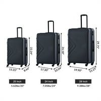 Aukfa kofer- nosi setove prtljage s dvije kuke i TSA zaključavanje- crno