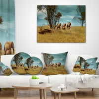 Designart Afrički slonovi Panorama - Afrički jastuk za bacanje - 18x18