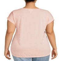 Ženska majica s dvostrukim rubom i grafičkim printom u veličini u veličini