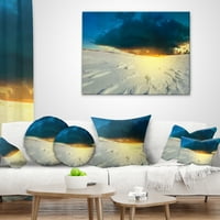 DesignArt zalazak sunca nad snježnim prerijom - jastuk za bacanje morske obale - 16x16
