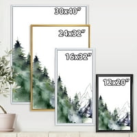 Dizajnerska umjetnost drveće sa zimskim tamnoplavim planinskim krajolikom Moderni uokvireni zidni otisak na platnu
