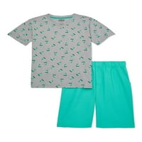 Vintage majica kratkih rukava za dječake s kratkim rukavima i kratke hlače od kepera, Komplet odjeće od 2 komada,