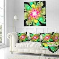 Designart zeleni fraktalni cvjetni latica izbliza - jastuk cvjetnog bacanja - 18x18