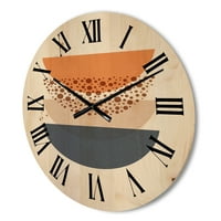 DesignArt 'apstraktni geometriji mjeseca i sunca u plavoj i narančastoj' Moderni drveni zidni sat