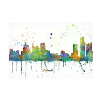 Marlene Watson 'Detroit Michigan Skyline mclr 1' Canvas Art