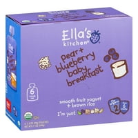 Ella's Kitchen 6+ mjeseci organska hrana za bebe, kruška + borovnica za bebe doručak, 3. oz