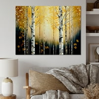Designart zlatne breze šuma šuma ja platno zidna umjetnost