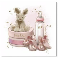 Odjeća za modni i glam Wynwood Studio Modne i glam zidne umjetničke odjeće 'Bunny and Baby Gifts' - ružičasta, bijela