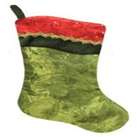 20 Crveni i zeleni listovi božićna čarapa s valovitim šljokicama